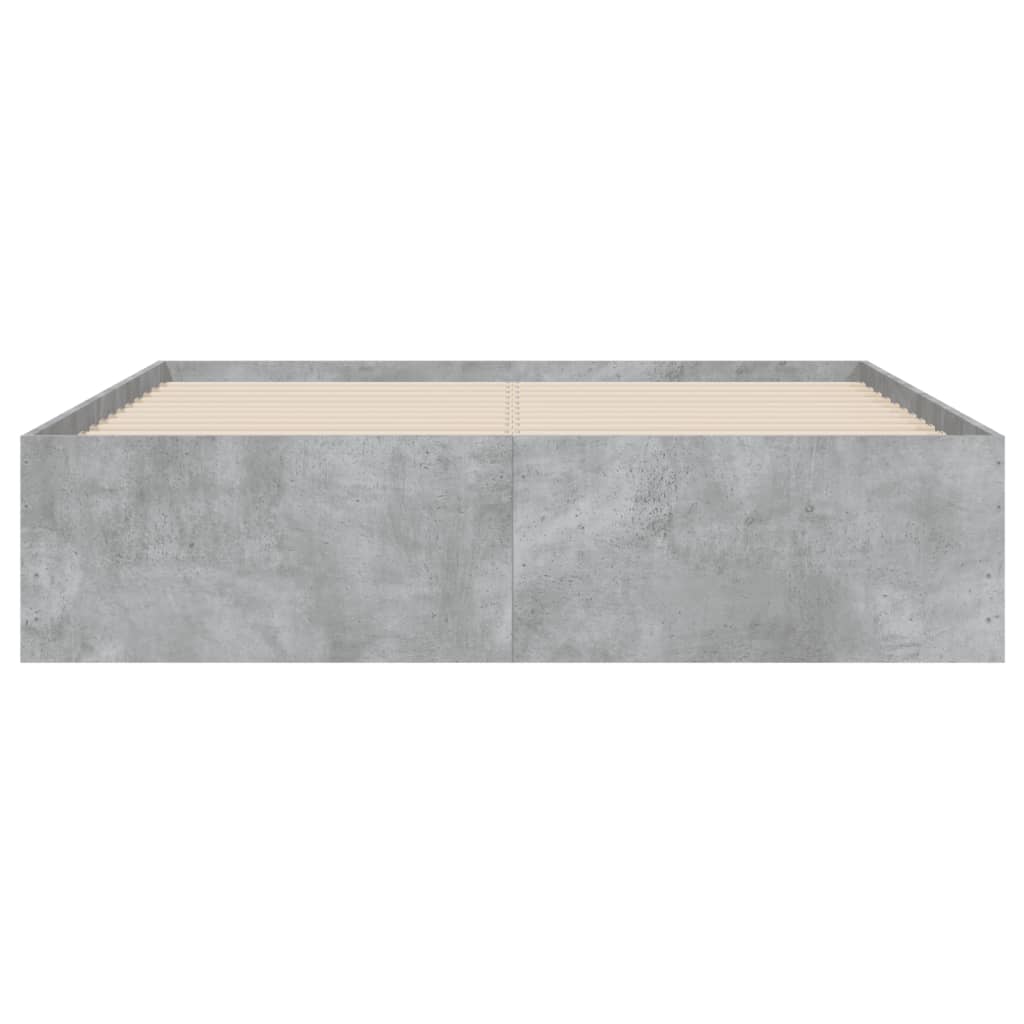 betonszürke szerelt fa ágykeret fiókokkal 135 x 190 cm