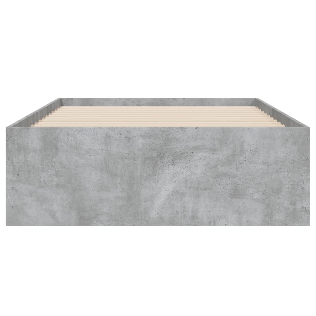 betonszürke szerelt fa ágykeret fiókokkal 90 x 190 cm