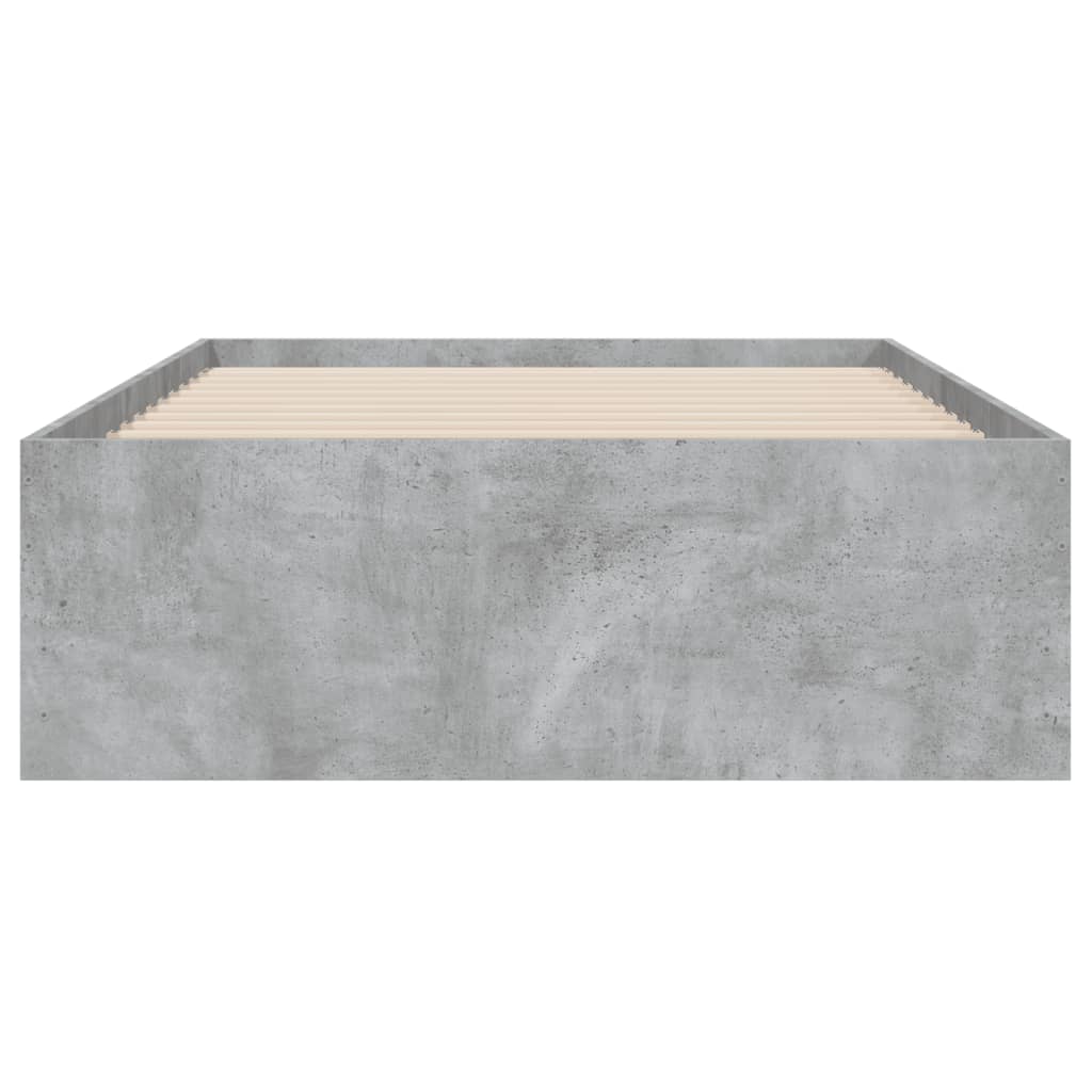 betonszürke szerelt fa ágykeret fiókokkal 75 x 190 cm