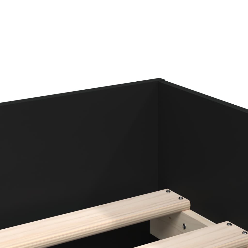 fekete ágykeret fiókokkal 100x200 cm