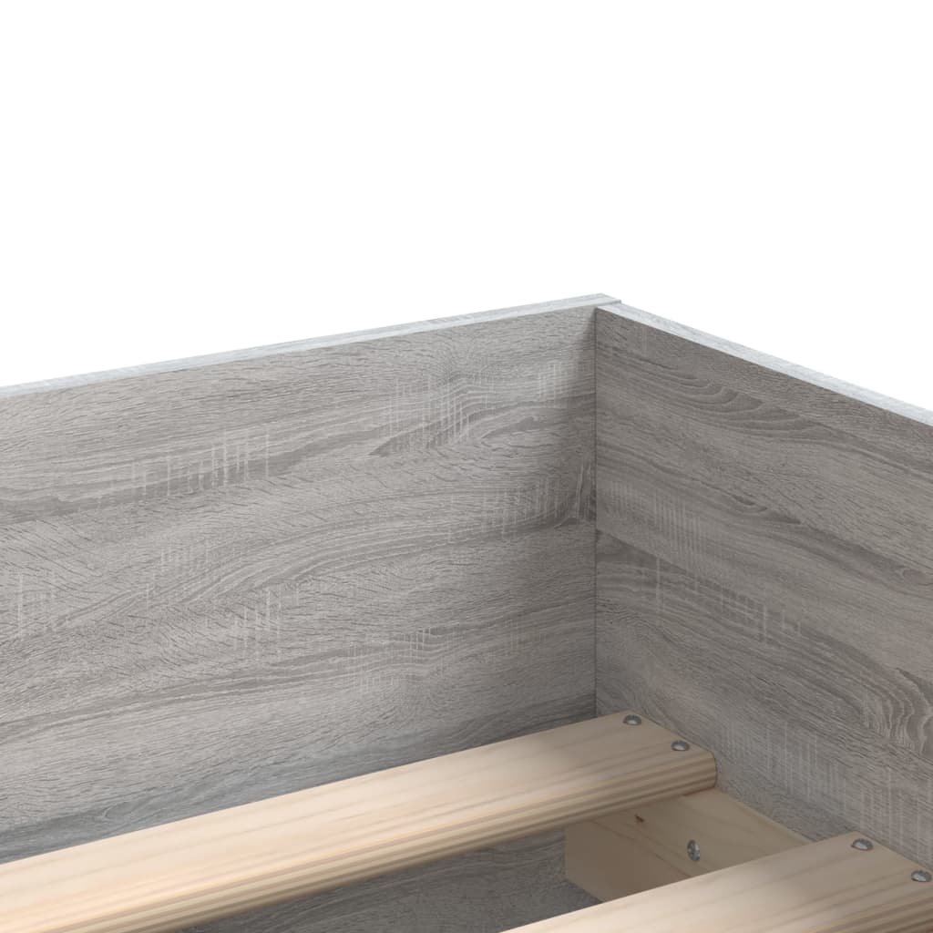 szürke sonoma tölgy színű műfa ágykeret fiókokkal 100 x 200 cm