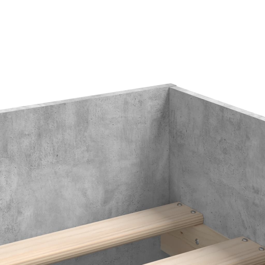 betonszürke ágykeret fiókokkal 90x200 cm