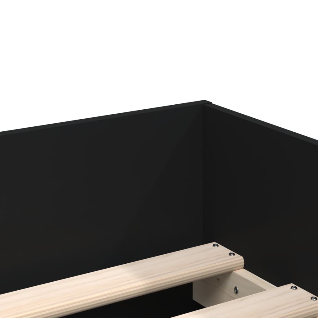 fekete kicsi egyszemélyes ágykeret fiókokkal 75 x 190 cm