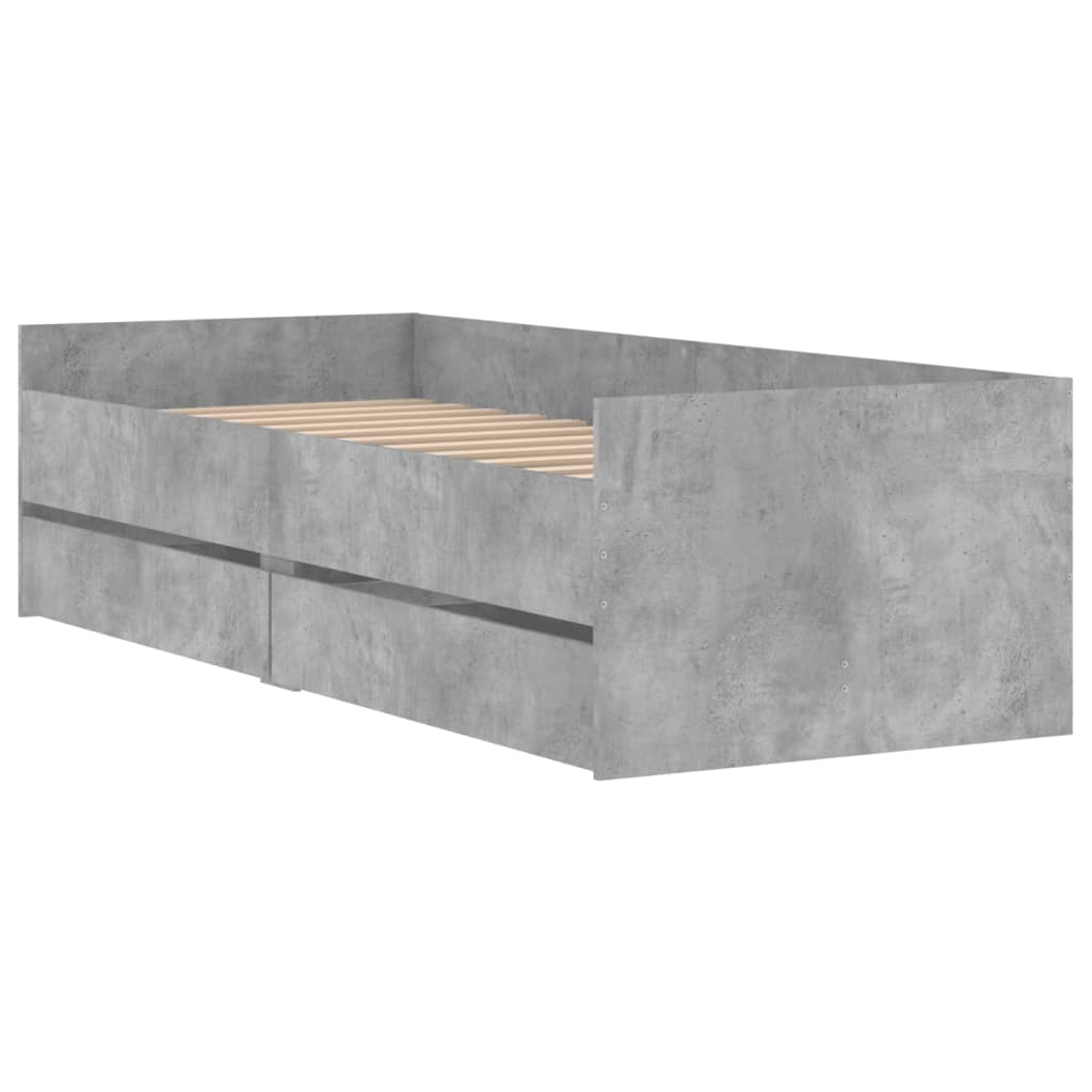 betonszürke kisméretű egyszemélyes ágykeret 75 x 190 cm