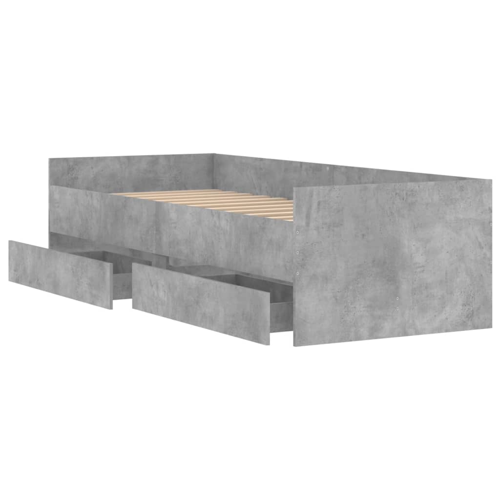 betonszürke kisméretű egyszemélyes ágykeret 75 x 190 cm