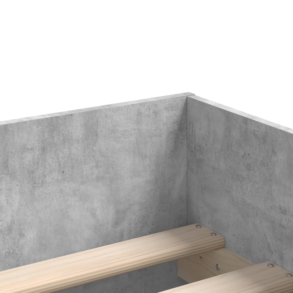 betonszürke kisméretű egyszemélyes ágykeret 75 x 190 cm