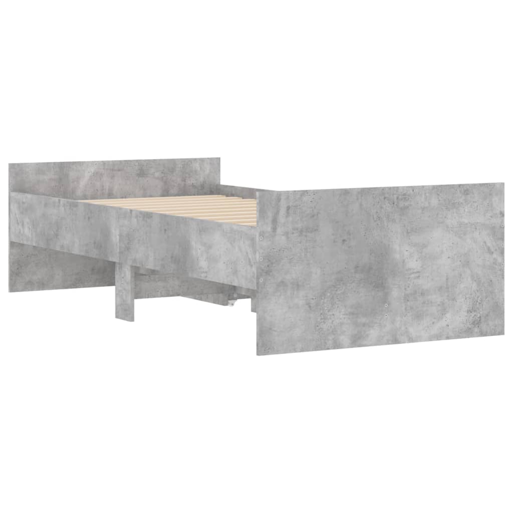 betonszürke ágykeret fiókokkal 90x200 cm