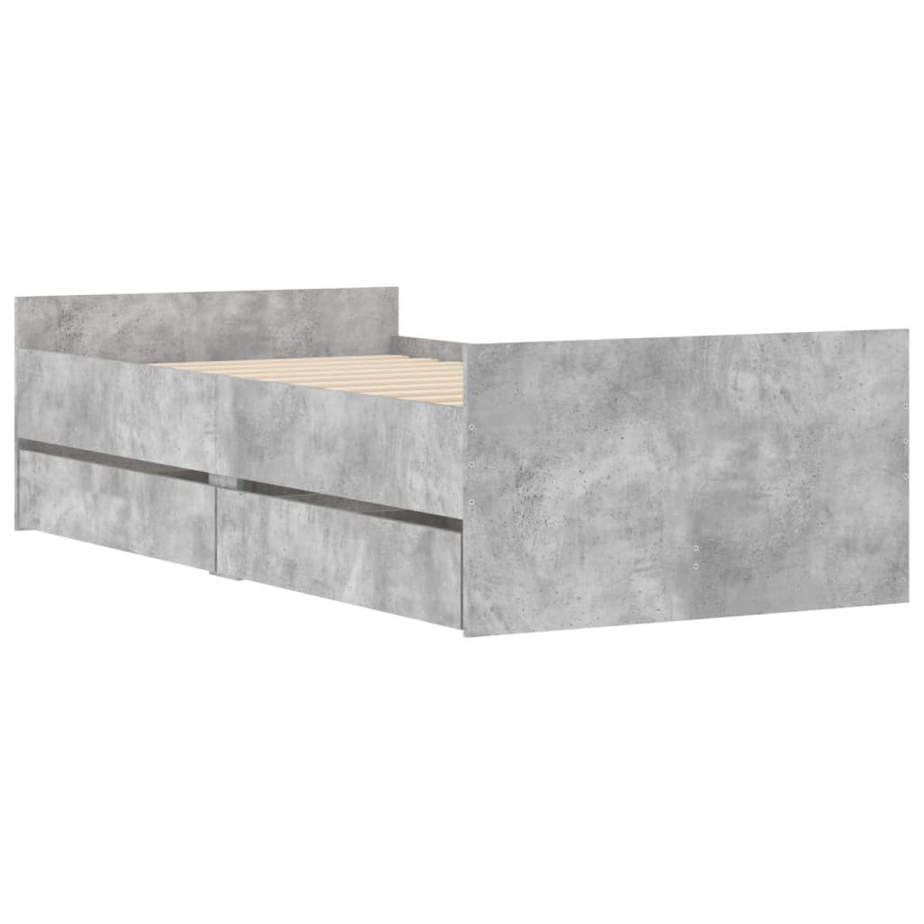 betonszürke kisméretű egyszemélyes ágykeret 75 x 190 cm
