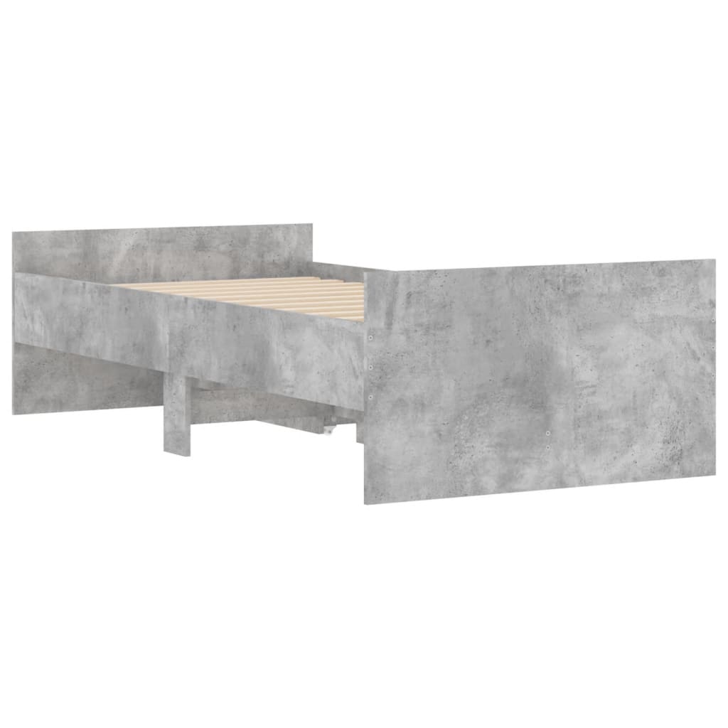 betonszürke kisméretű egyszemélyes ágykeret 75 x 190 cm