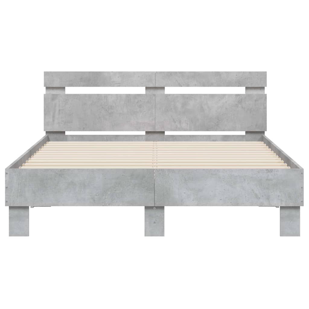 betonszürke szerelt fa ágykeret fejtámlával 120x200 cm