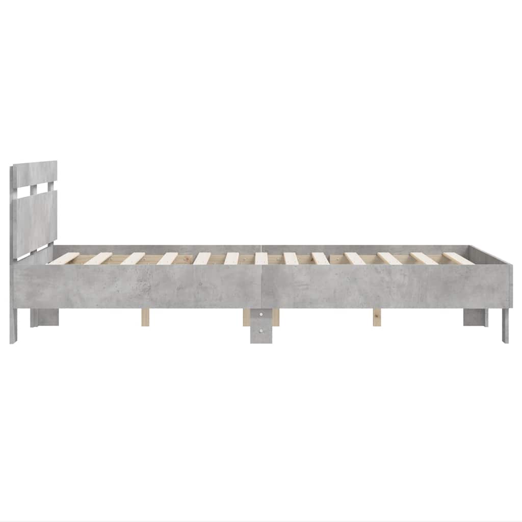 betonszürke szerelt fa ágykeret fejtámlával 120x200 cm