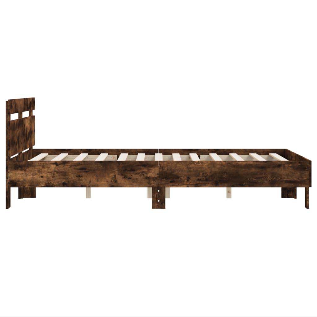 füstös tölgy színű szerelt fa ágykeret fejtámlával 120x200 cm