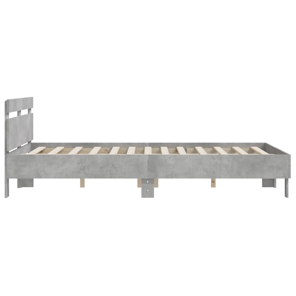 betonszürke szerelt fa ágykeret fejtámlával 140x190 cm