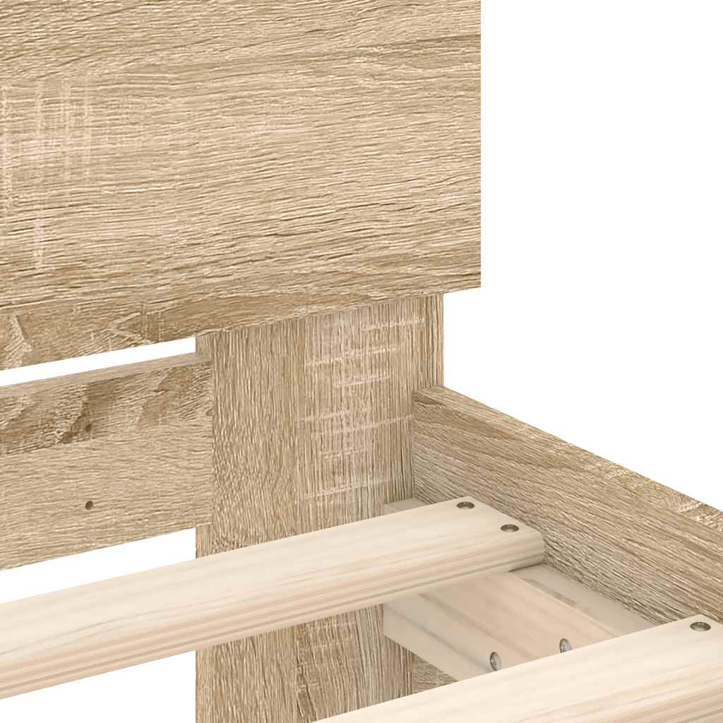 sonoma tölgy színű ágykeret fejtámlával 140 x 190 cm