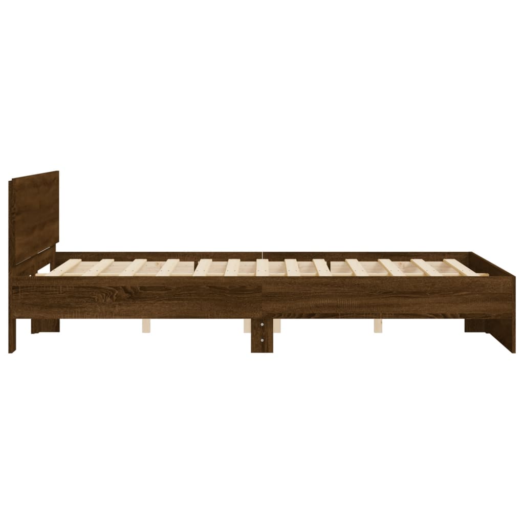 barna tölgy színű ágykeret fejtámlával 140 x 190 cm