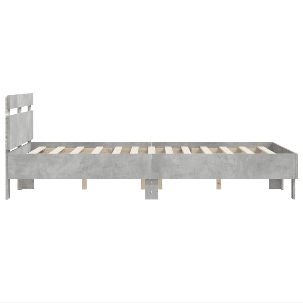 betonszürke ágykeret fejtámlával és LED-del 120x200 cm