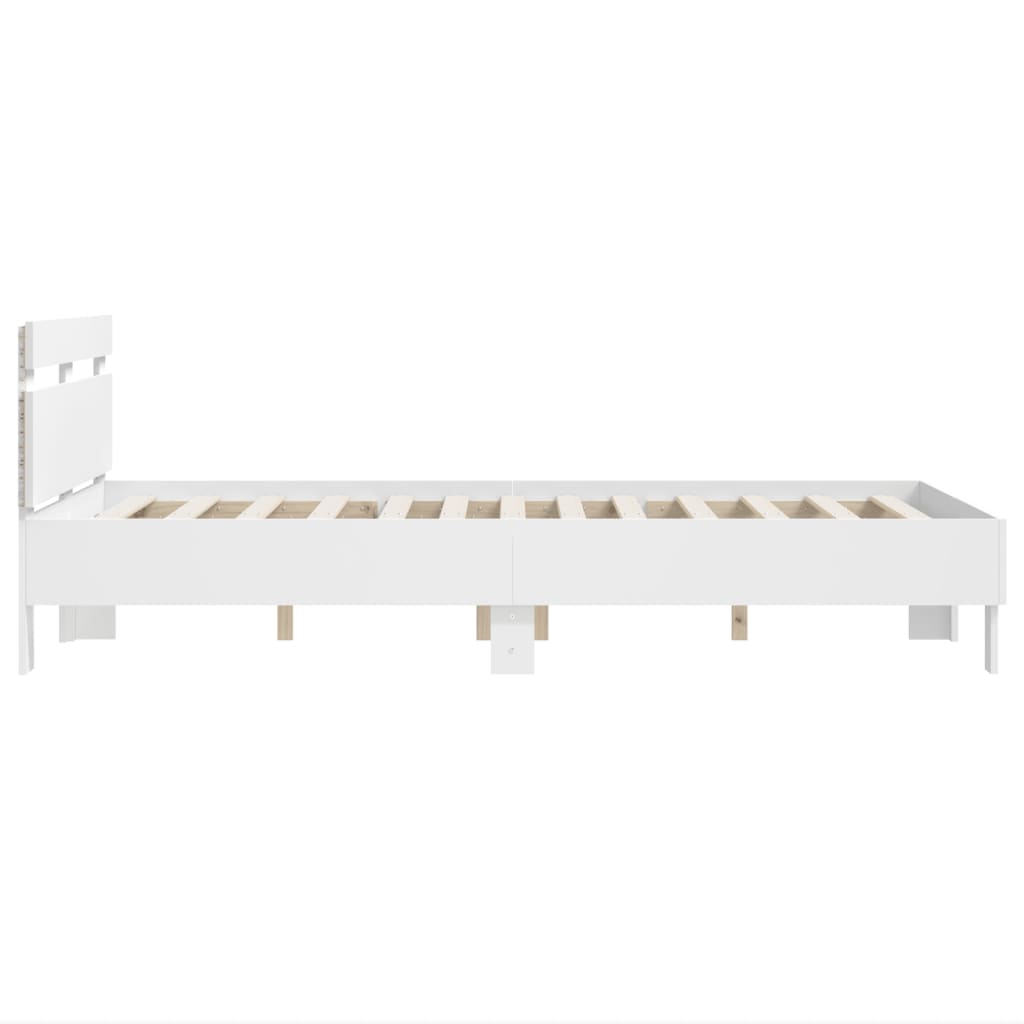fehér ágykeret fejtámlával és LED-del 135 x 190 cm