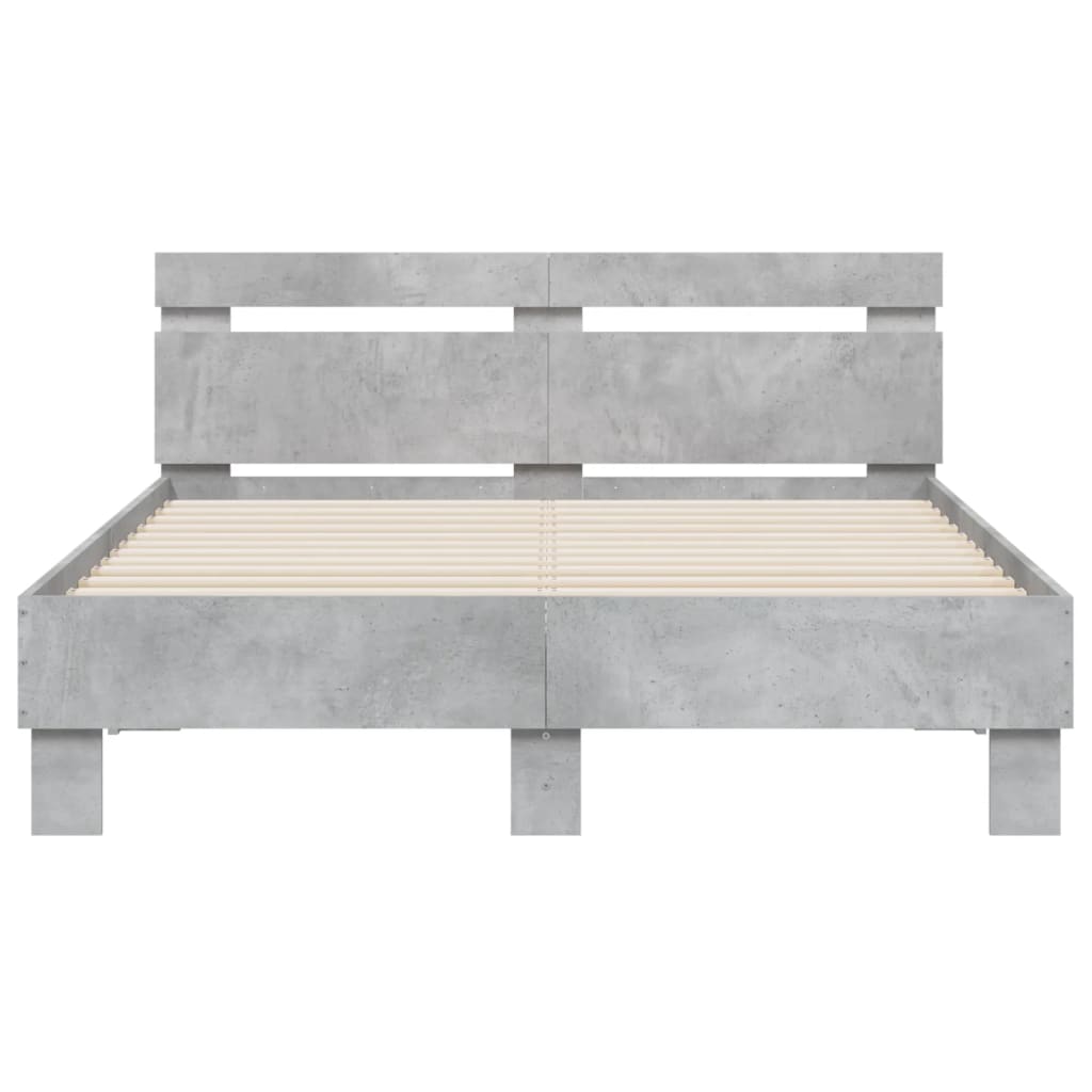 betonszürke ágykeret fejtámlával és LED-del 135x190 cm