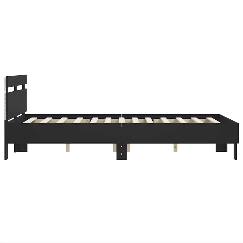 fekete ágykeret fejtámlával és LED-del 120 x 190 cm