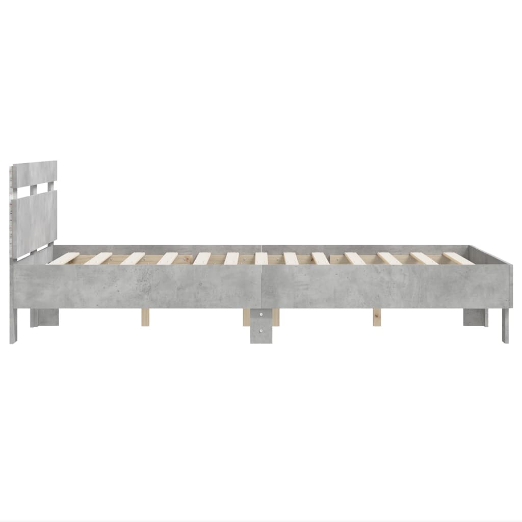 betonszürke ágykeret fejtámlával és LED-del 120x190 cm