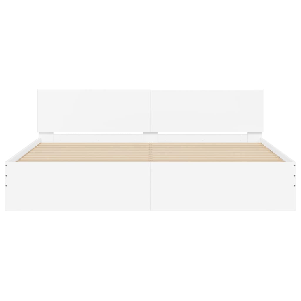 fehér ágykeret fejtámlával és LED-del 200 x 200 cm
