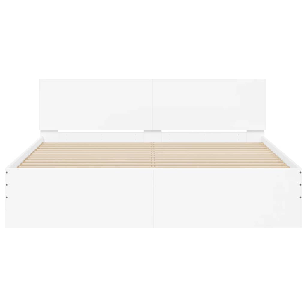 fehér ágykeret fejtámlával és LED-del 150 x 200 cm