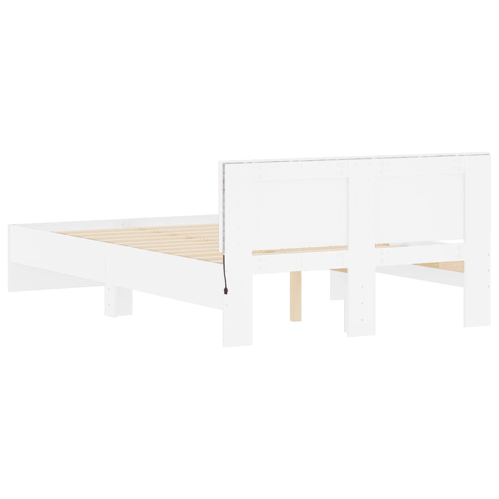 fehér ágykeret fejtámlával és LED-del 140 x 190 cm