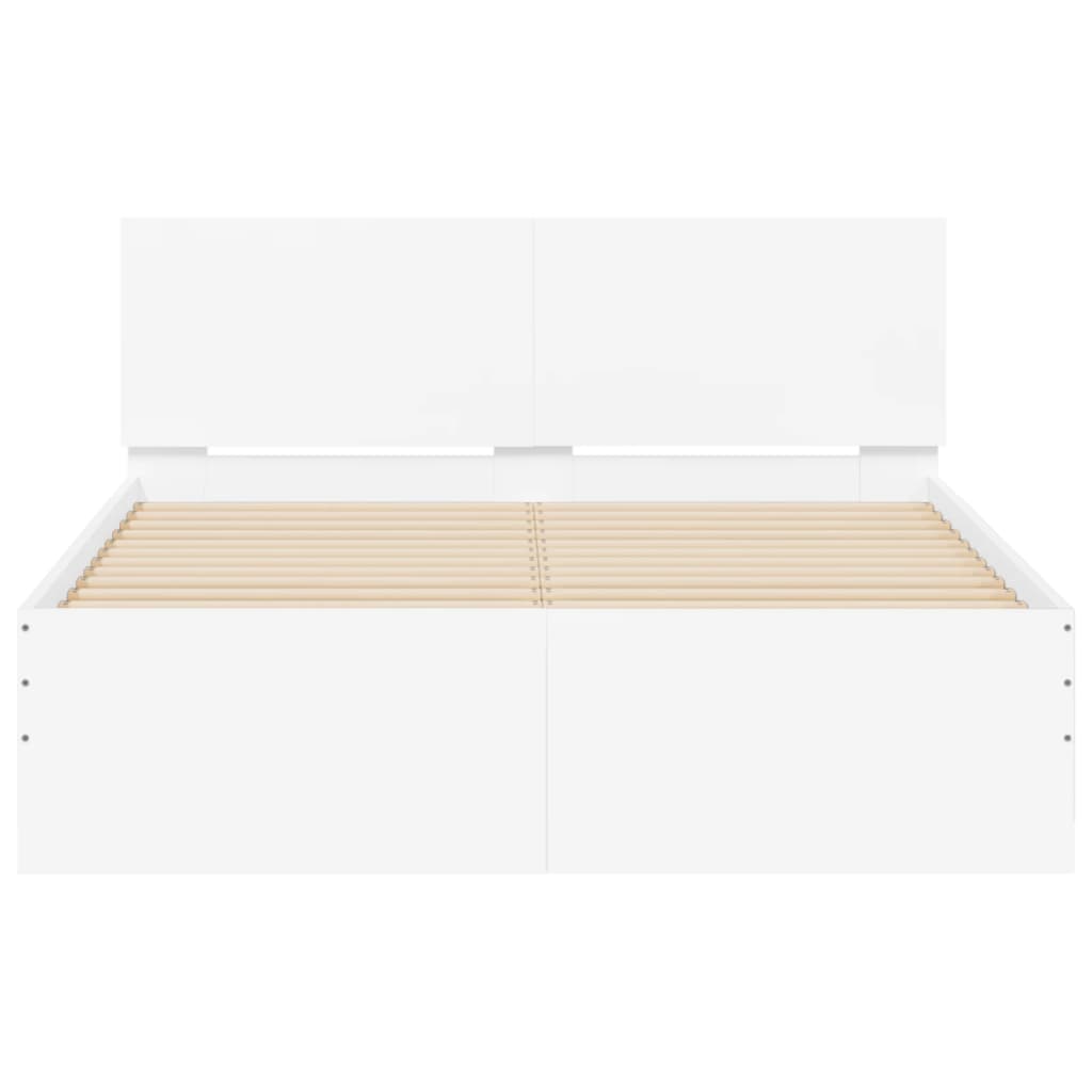 fehér ágykeret fejtámlával és LED-del 135 x 190 cm