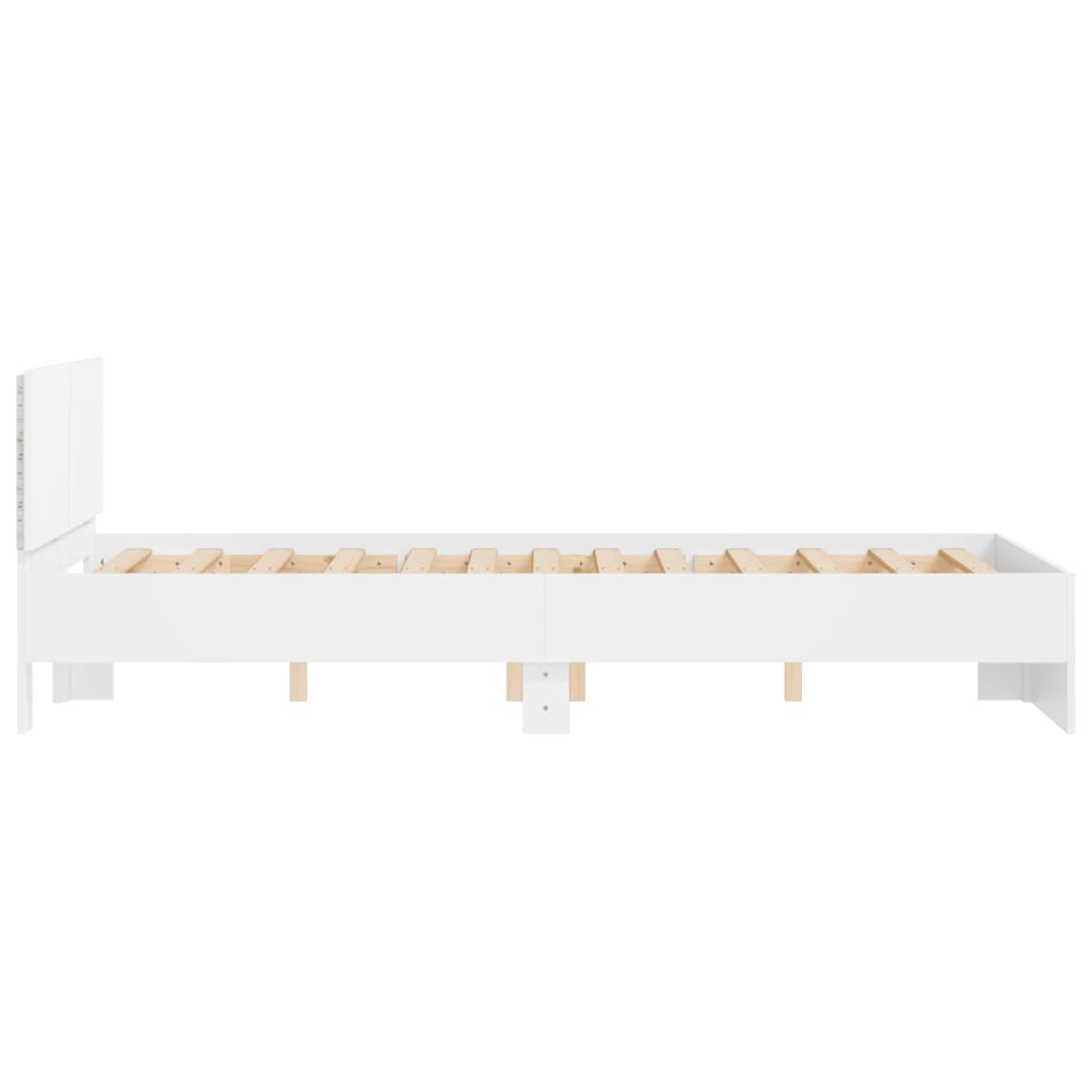 fehér ágykeret fejtámlával és LED-del 135 x 190 cm
