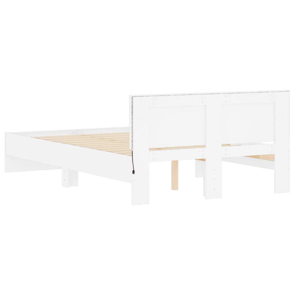 fehér ágykeret fejtámlával és LED-del 135 x 190 cm