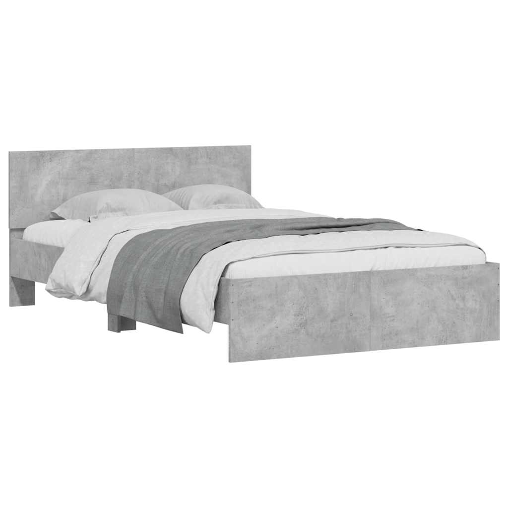 betonszürke ágykeret fejtámlával és LED-del 135x190 cm