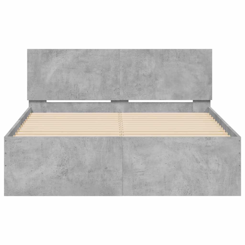betonszürke ágykeret fejtámlával és LED-del 120x190 cm