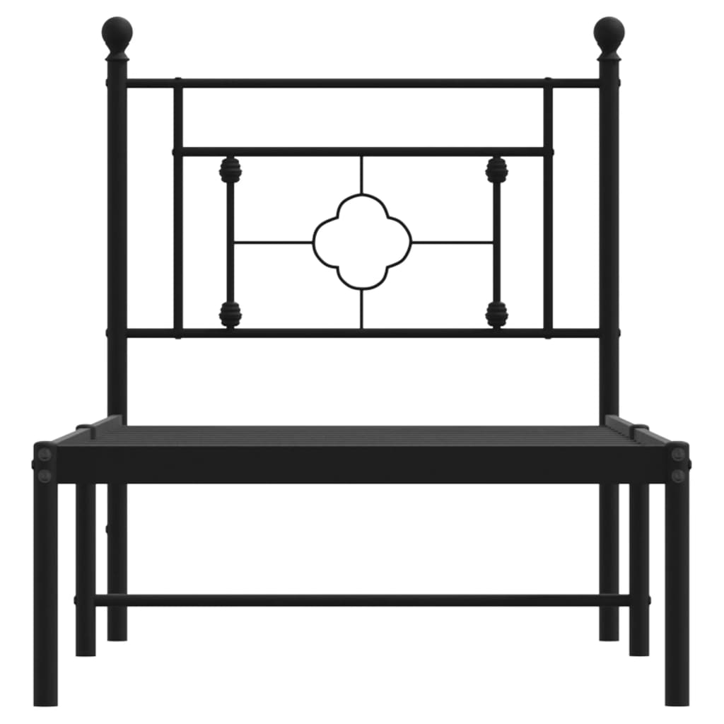 fekete fém ágykeret fejtámlával 75 x 190 cm