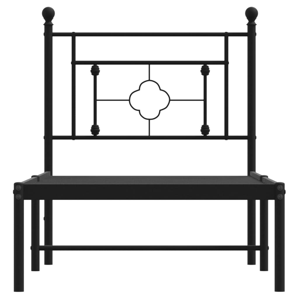 fekete fém ágykeret fejtámlával 80 x 200 cm