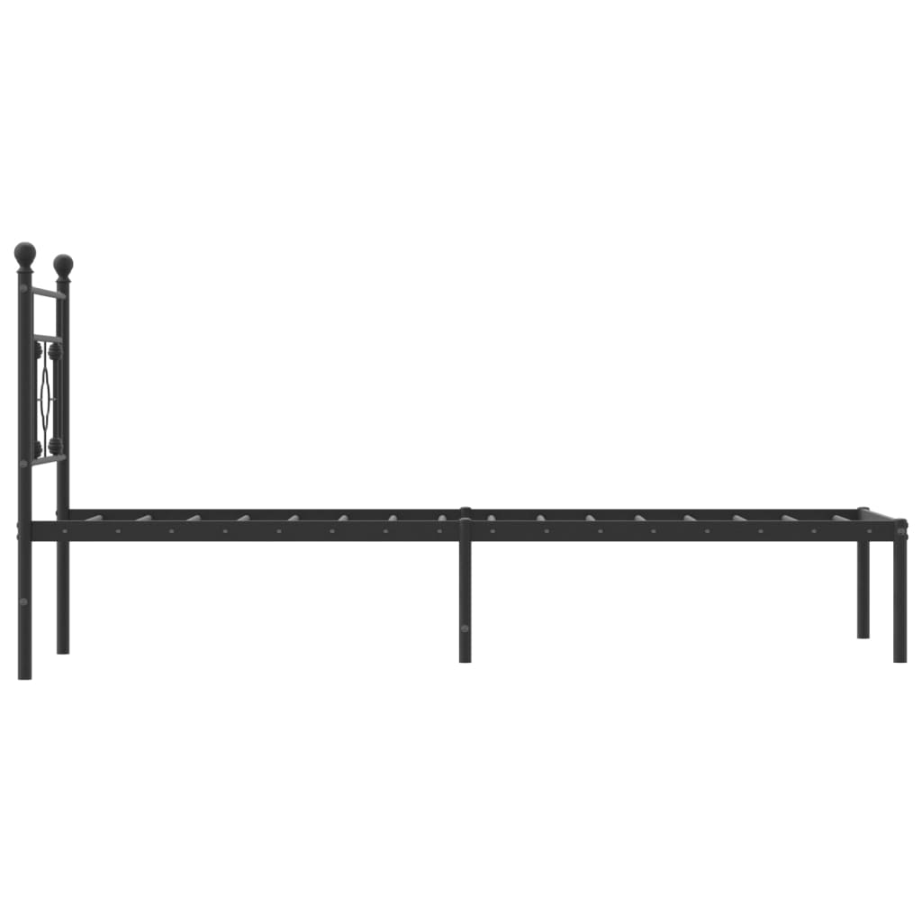 fekete fém ágykeret fejtámlával 80 x 200 cm