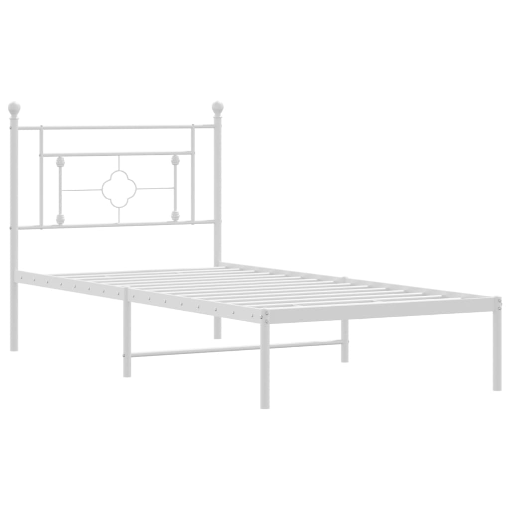 fehér fém ágykeret fejtámlával 90x200 cm