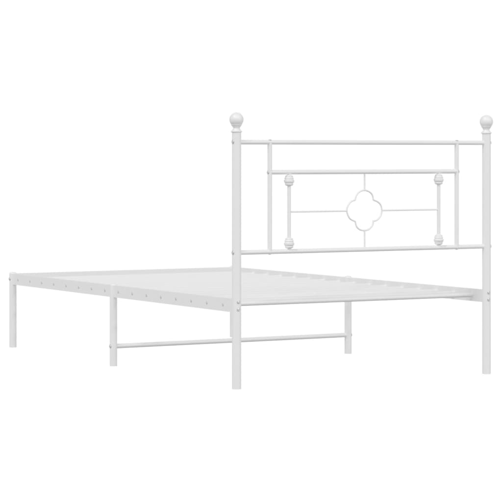fehér fém ágykeret fejtámlával 107x203 cm