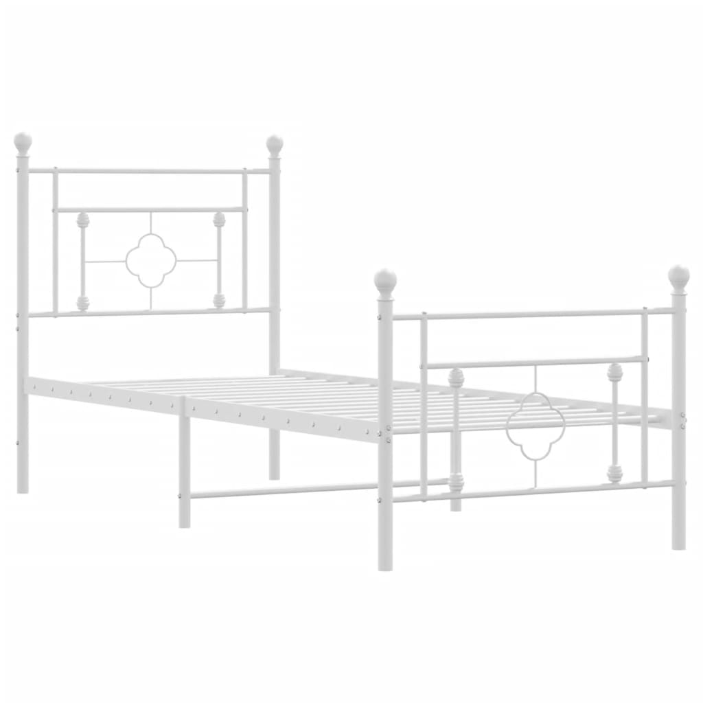 fehér fém ágykeret fej- és lábtámlával 80x200 cm