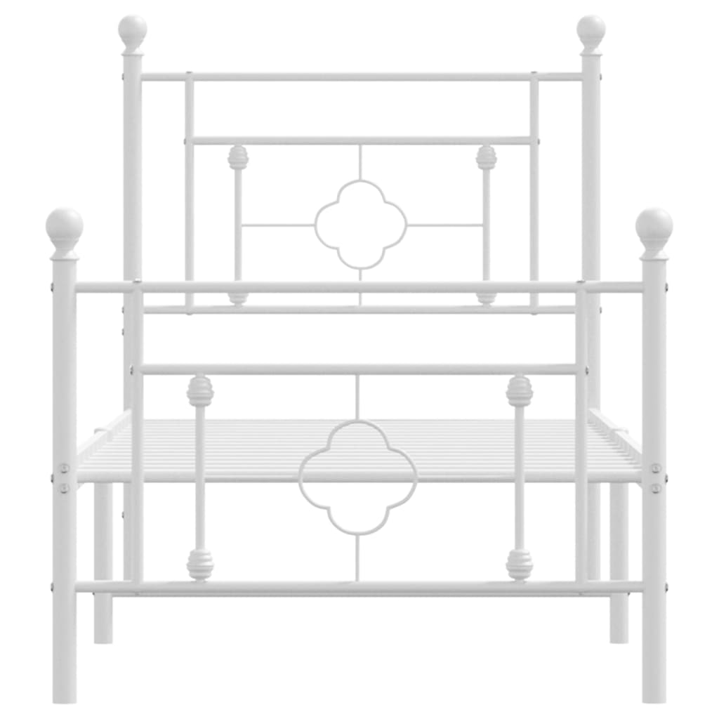 fehér fém ágykeret fej- és lábtámlával 80x200 cm