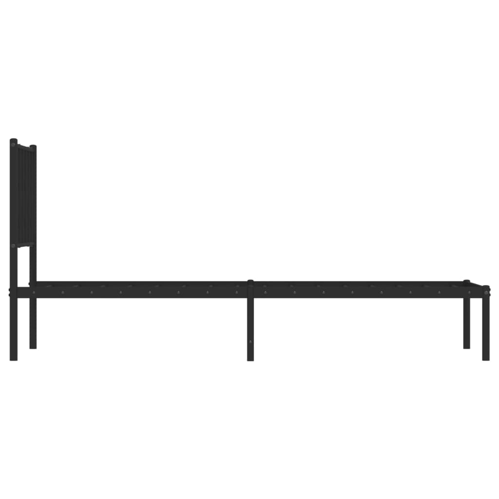 fekete fém ágykeret fejtámlával 75 x 190 cm