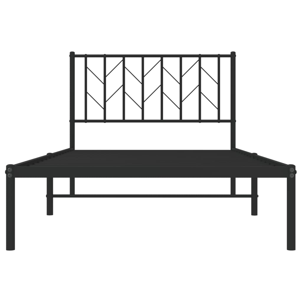 fekete fém ágykeret fejtámlával 100 x 190 cm