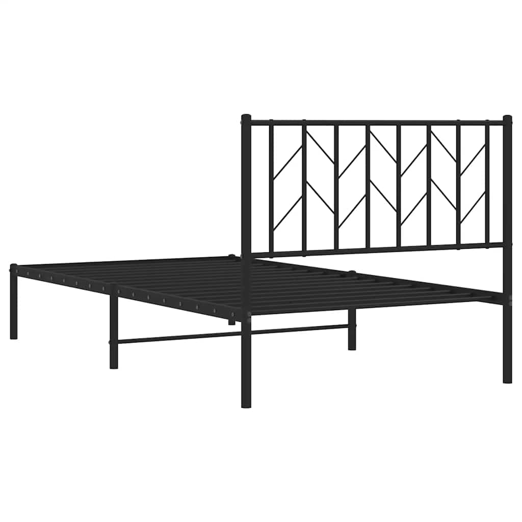 fekete fém ágykeret fejtámlával 100 x 200 cm