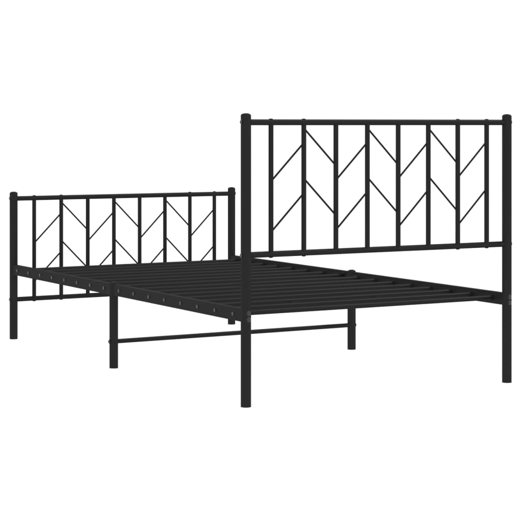 fekete fém ágykeret fej- és lábtámlával 100 x 190 cm