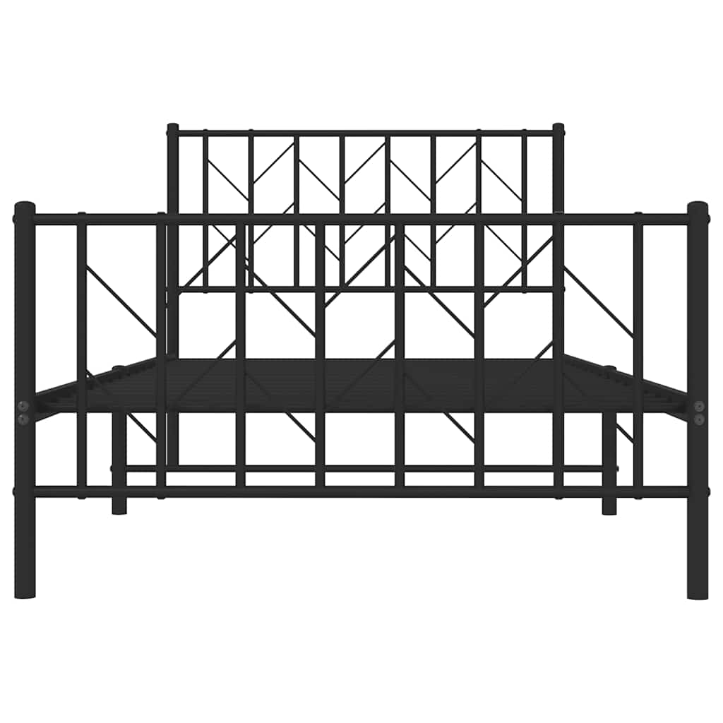 fekete fém ágykeret fej- és lábtámlával 100 x 200 cm