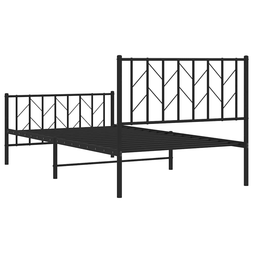 fekete fém ágykeret fej- és lábtámlával 100 x 200 cm