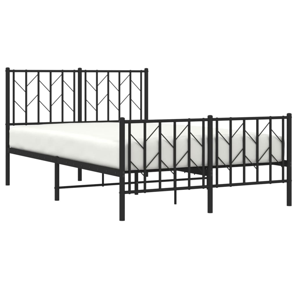 fekete fém ágykeret fej- és lábtámlával 120 x 200 cm