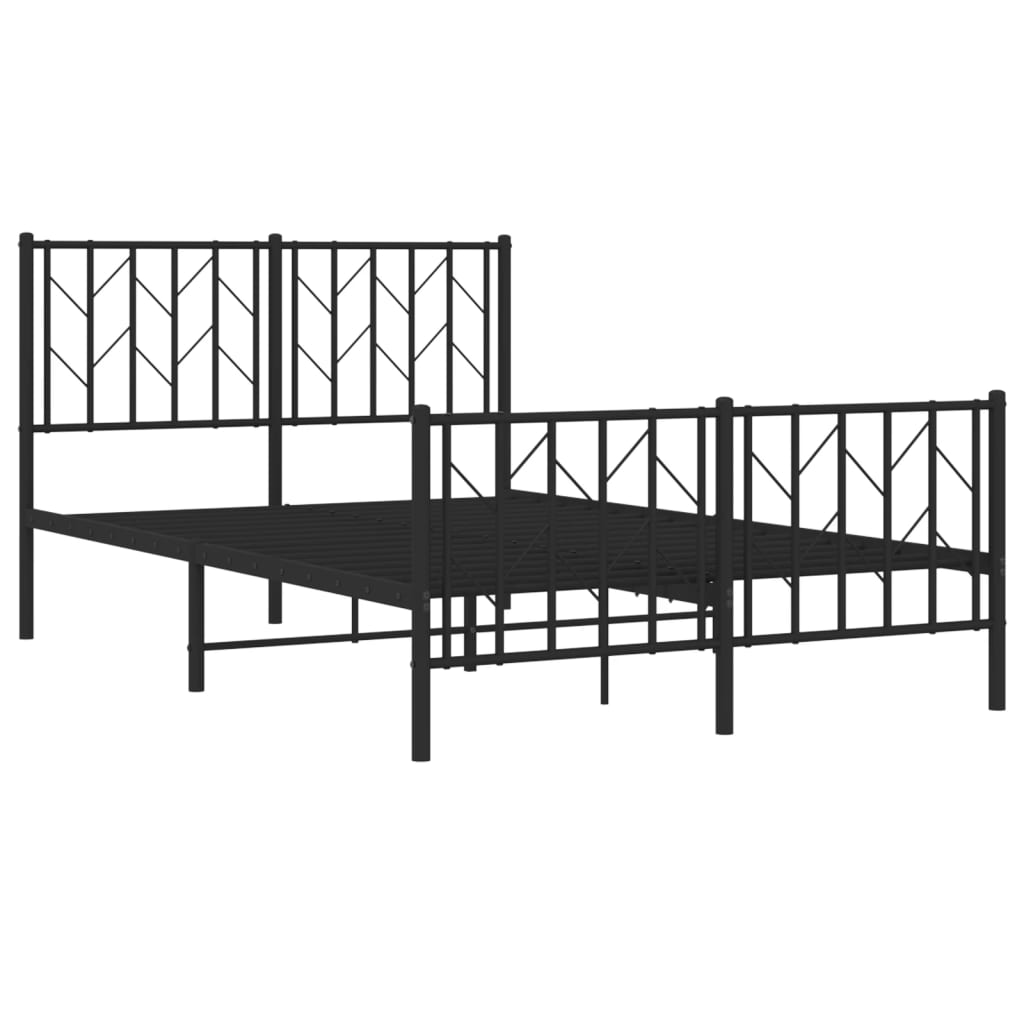 fekete fém ágykeret fej- és lábtámlával 120 x 200 cm