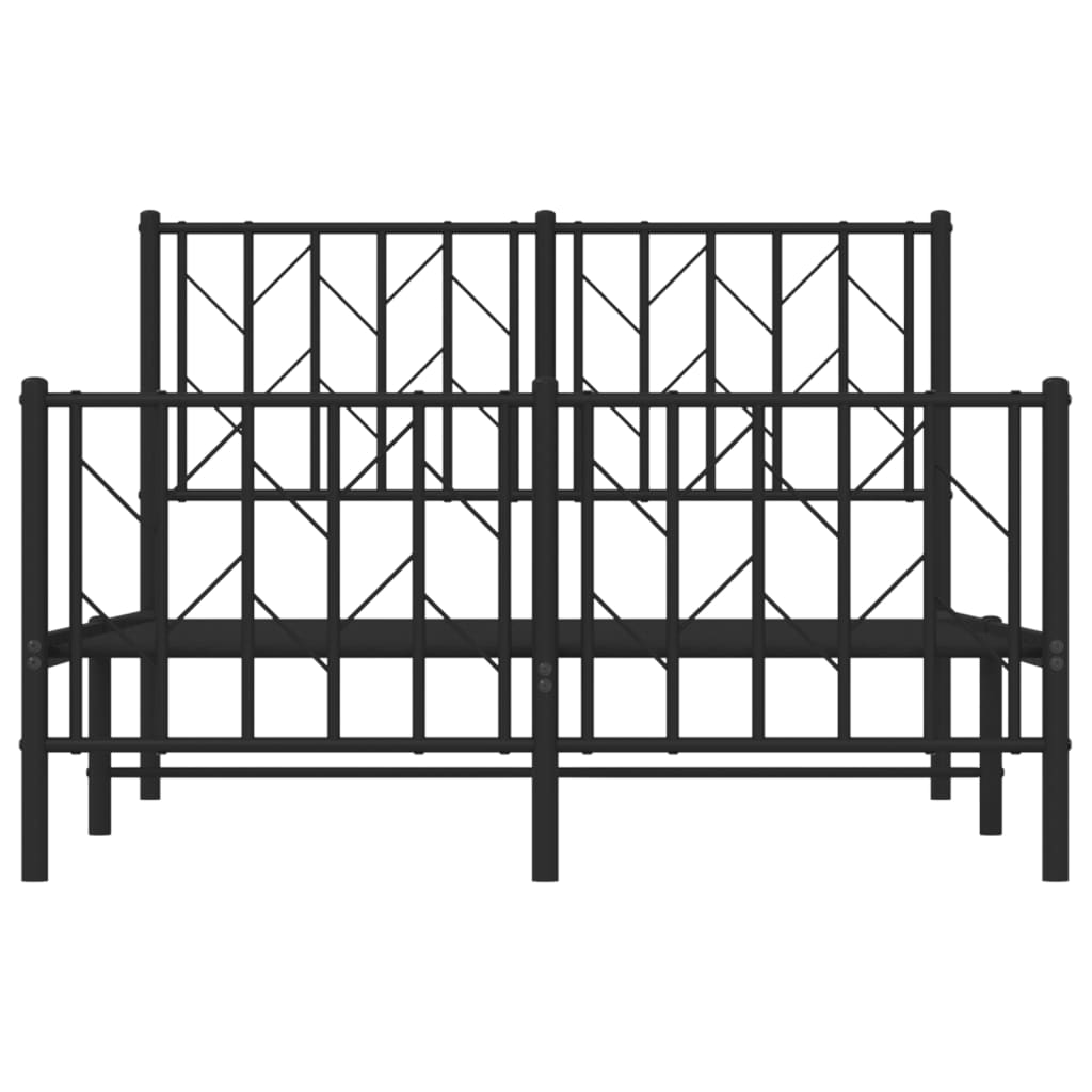 fekete fém ágykeret fej- és lábtámlával 120 x 200 cm