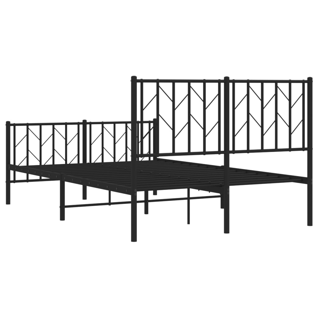 fekete fém ágykeret fej- és lábtámlával 120 x 200 cm