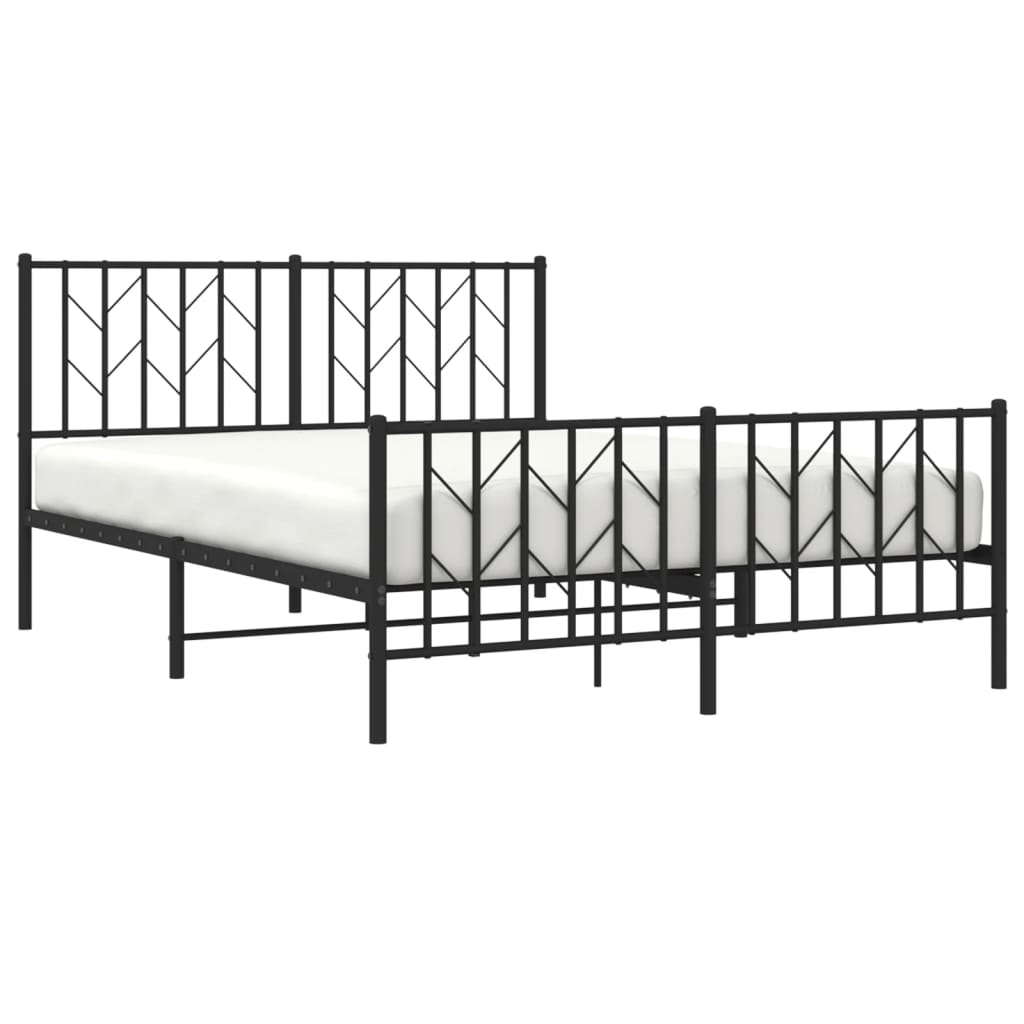 fekete fém ágykeret fej- és lábtámlával 135 x 190 cm
